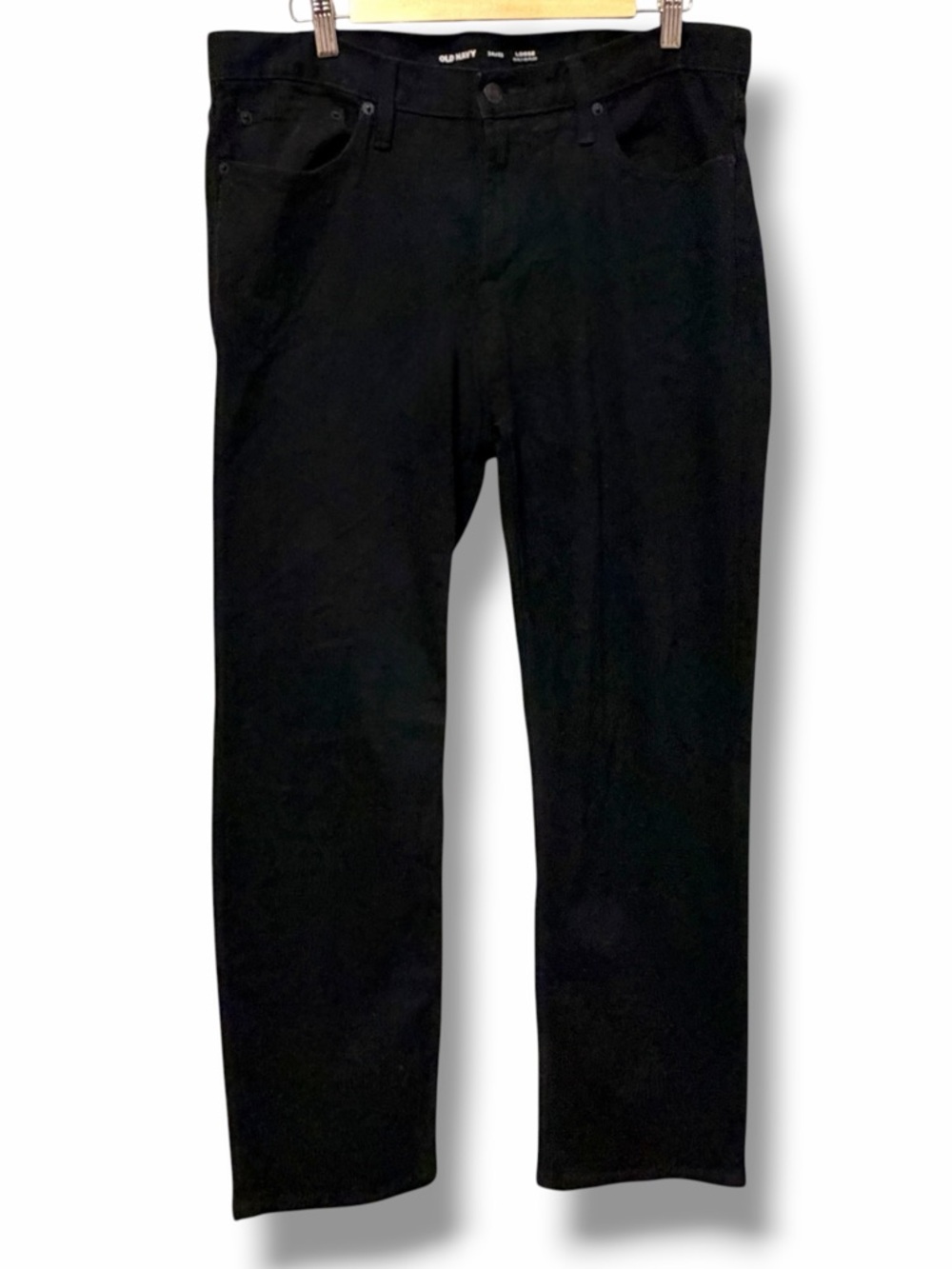 Black Loose Fit Jeans Men 34x32 Stretch Straight Leg Casual Denim Pants